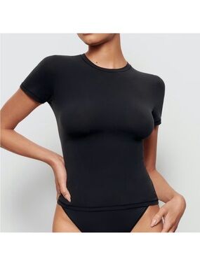 SKIMS Black Short-Sleeve Crewneck Tee